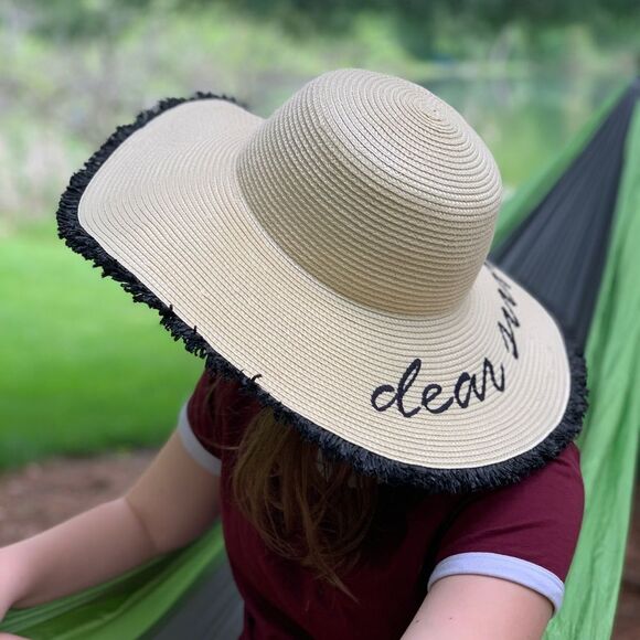 NWT World Market Dear Summer Sun Hat Oversized Straw Beach Hat - Picture 1 of 5